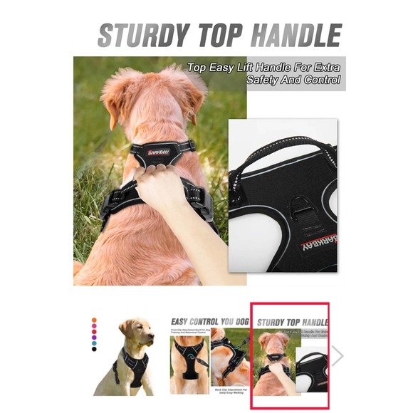 BARKBAY No Pull Dog Harness with Leash Clips Black L - Picture 3 of 7